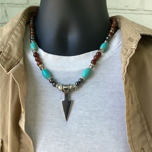 Men’s Native American Stainless Steel Arrowhead Necklace🏹